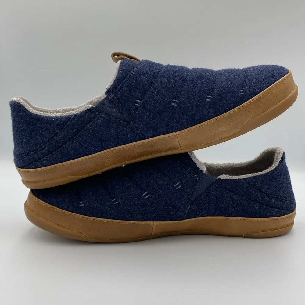 OluKai Mahana Men's Size 9 Blue Heather Jersey Slip-On Slippers 10451-DEDE